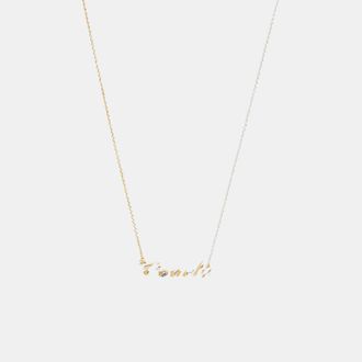 Coach Womens Logo Script Necklace - Gold Metal - One Size