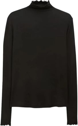 Filippa K Sheer Wool Mock Top - Dames - Longsleeves - Zwart - L - Wol - Tops
