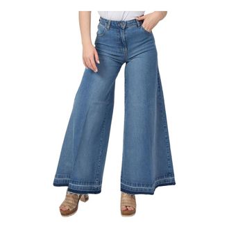 Silvian Heach Vintage Blauwe Wijde Spijkerbroek - Dames - Jeans - Blauw - Maat: W25 Katoen