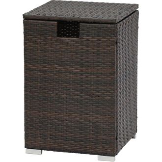 Teamson Home Mobili da Giardino per Esterni in Rattan per Bombole del Gas Quadrate Fino a 9 kg Portaoggetti da Tavolo con Coperchio per Bracieri a Gas, Marrone