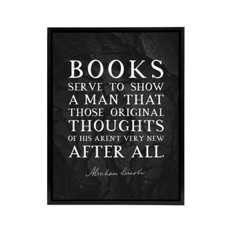 Artery8 Abraham Lincoln Books Slate Quote Framed Canvas Wall Art Print in Grey | Size: W24 x H32