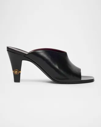 Versace 80mm Medusa Lambskin Leather Mules