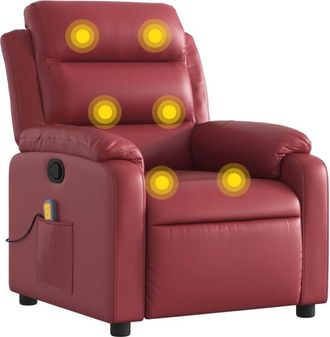 vidaXL Vidaxl - Sill&oacute;n De Masaje Reclinable Cuero Sint&eacute;tico Rojo Tinto