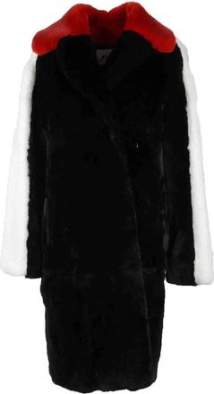 Msgm Rex Lapin Fur Coat - Black/White
