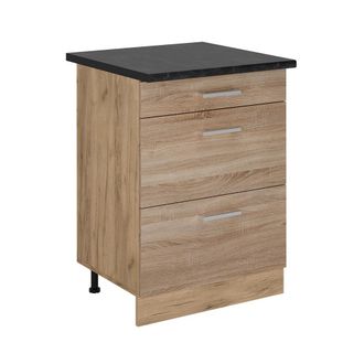 Vicco Mueble Bajo De Cocina R-line, Sonoma, 60 Cm Con Cajones, Et Antracita