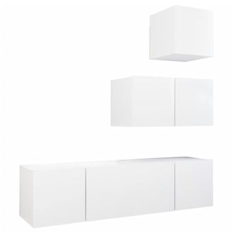 vidaXL Set De Muebles De Sal&oacute;n Tv 4 Piezas Madera De Ingenier&iacute;a Blanco Vidaxl