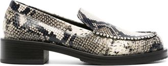 Stuart Weitzman snakeskin-effect leather loafers - women - Leather - 38 - Grey