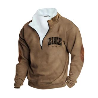 Generic Oversize Sweatshirt Mens Half Zip Norwegian Pullover Mens Elegant Fleece Long Sleeve Shirt Warm Loose Knitted Jumper Mens Sweatshirt Comfortable Sweat