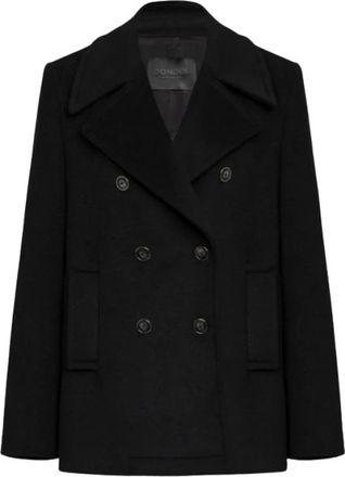 Dondup Peacoat dubbele rij knopen regular van velours van wolmix - Dames - Mantel - Zwart - S - Wol - Jassen