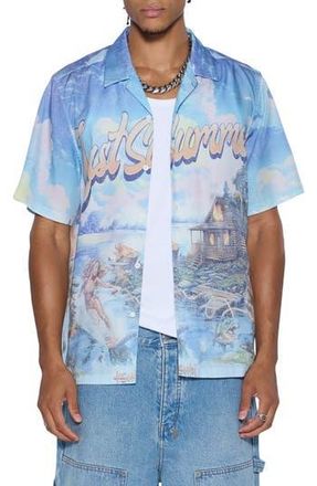 Ksubi Last Summer Print Camp Shirt in Grey Multi at Nordstrom Rack, Size X-Large