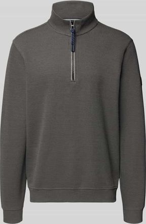 Lerros Regular Fit Troyer mit Stehkragen und Reißverschluss in Dunkelgrau, Größe XXXL