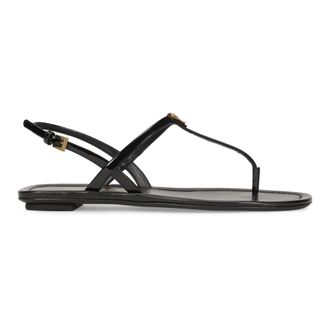 Prada Flat Sandals, female, Black, Size: 9 US Varnished Flip-Flop
