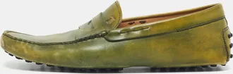 Tod's Tods Light Green Leather Penny Slip On Loafers
