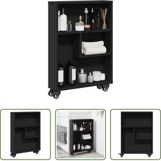 vidaXL vidaXL Carrello nero - Carrello Portaoggetti Stretto Nero 48x13x68 cm in Truciolato