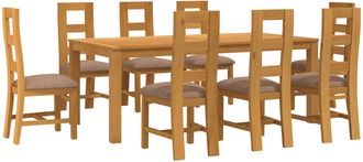 vidaXL Conjunto De Comedor 9 Uds. Gris Madera De Roble S&oacute;lido Vidaxl