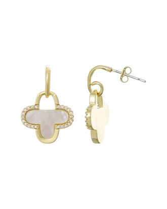 Adornia Adornia 14K Plated Cz Clover Drop Earrings