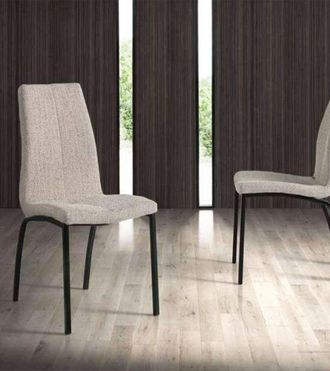 Home Heavenly Pack 4 sillas tapizadas en tela beige y con patas negras