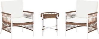 Beliani Conjunto De Balc&oacute;n 2 Plazas Elegante Poli&eacute;ster Aluminio 2 Sillas Y Una Mesa Blanco Levico