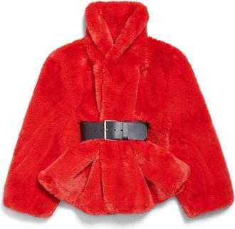 Balenciaga Jassen, Dames, Rood, S, Faux Fur & Shearling Jassen