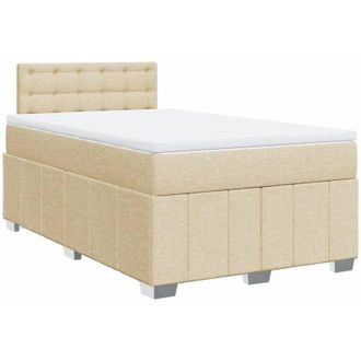 vidaXL Cama Box Spring Con Colch&oacute;n Tela Color Crema 120x200 Cm Vidaxl