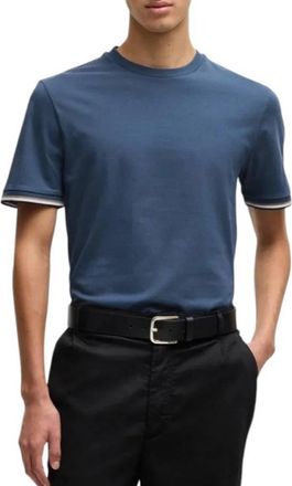 HUGO BOSS Thompson Stripe Cuffs Cotton-Jersey T-Shirt, Size Medium