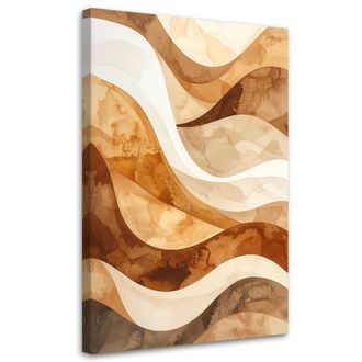Feeby Cuadro En Lienzo, Olas L&iacute;neas Abstracci&oacute;n En Tonos Beige, 80x120