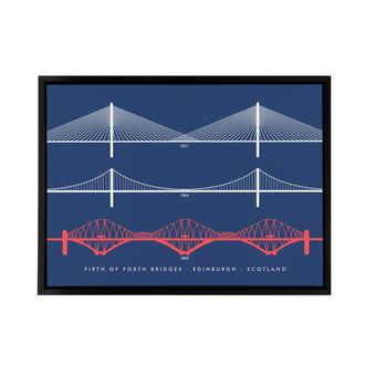 Artery8 Forth Bridges Edinburgh Scotland Framed Canvas Wall Art Print | Size: W24 x H32