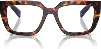 Prada 52mm Square Optical Glasses in Havana at Nordstrom
