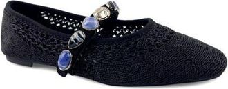 Kenneth Cole Zeta Stones Embellished Knit Ballet Flat in Black Knit at Nordstrom, Size 6.5