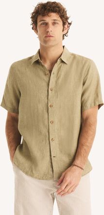 Nautica Mens Classic Fit Short-Sleeve Linen Shirt