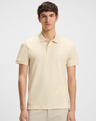 Boss Orange by Hugo Boss Mens Passenger Slim-Fit Polo Shirt in Ivory Cotton - Size X-Large