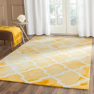 Safavieh Dip Dye Hand Made Area Rug, Gold / Ivory Contemporary Style Non Shedding