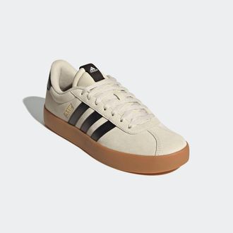 adidas Sneaker ADIDAS SPORTSWEAR VL COURT 3.0, Damen, Gr. 42,5, schwarz (aluminium, core schwarz, gold metallic), Leder, Synthetik, Schuhe Sneaker, inspirier