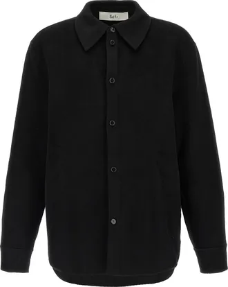 S&eacute;fr Black Wool Mens Blouse