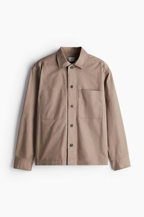 H&M Overshirt aus Twill in Regular Fit - Dunkelbeige