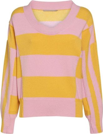 Stella McCartney V-neck gestreepte pullover - Dames - V-hals truien - Roze - S - Wol - Truien & Vesten