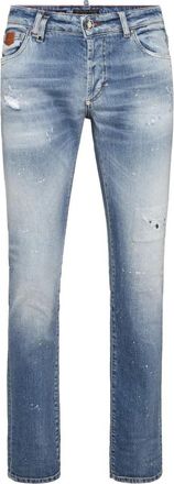 Philipp Plein Jeans, Heren, Blauw, W30, Katoen, 5-Pocket Super Straight Cut Jeans