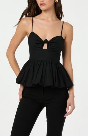 ASTR the Label Cotton Twist Cutout Bubble Peplum Camisole in Black at Nordstrom Rack, Size X-Small