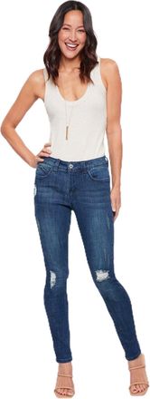 Royalty For Me Royalty for Me Womens Sustainable Wannabettabutt Skinny Jeans Pants, P1477 Dark Sky Blue Rips, 16