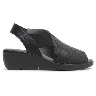 FLY London NISI066FLY Mousse Leather Womens Comfort Sandals - Black - Size:UK 6