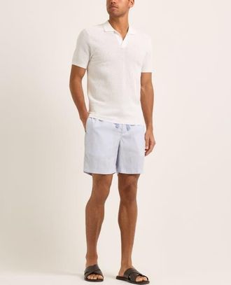 Orlebar Brown Roddy Tailored Fit Open Mesh Stitch Polo Shirt in White at Nordstrom, Size Xxx-Large