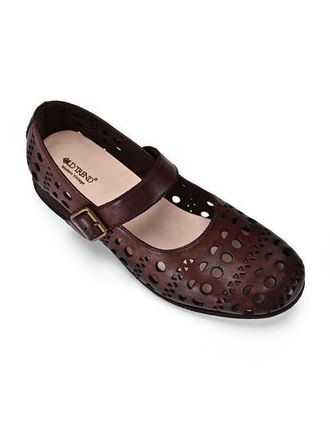 OLD TREND Retro Genuine Leather Breathable Cutout Mary Jane Flat in Coffee at Nordstrom, Size 5.5