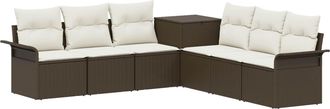 vidaXL Juego De Sof&aacute; 7 Uds. Marr&oacute;n Y Crema Blanca Vidaxl