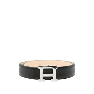 Daniele Alessandrini Leren Riem met Logo-Plaquette - Heren - Accessoires - Zwart - Maat: 110 CM Leer