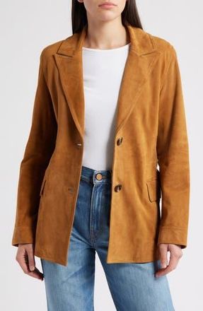 Bernardo Single Breasted Suede Blazer in Camel at Nordstrom Rack, Size Xx-Large