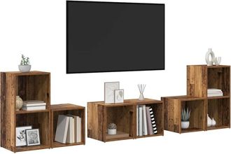 Berkfield Home TV Cabinet Set with Shelf with Storage 6 pcs Old Wood Engineered Wood in Brown