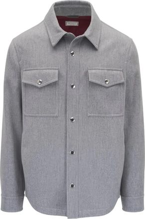 Brunello Cucinelli Zijden & Nylon Jas - Heren - Zomerjassen - Grijs - M - Nylon - Jassen
