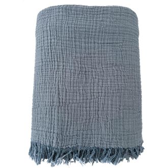 Anaya with Love Crinkled Turkish Cotton Oversized Cuddle Blanket in Chambray Blue at Nordstrom