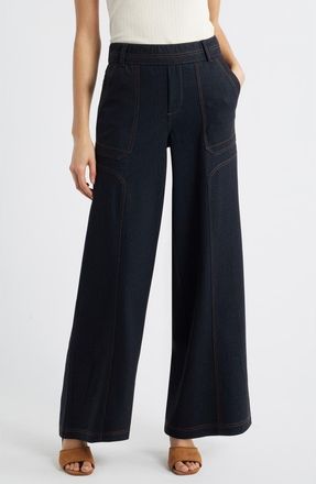 Wit & Wisdom Glider Skyrise Pull-On Wide Leg Pants in Dark Indigo at Nordstrom, Size X-Small
