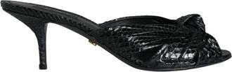 Dolce & Gabbana Zwarte leren hak sandalen schoenen - Dames - Muiltjes - Zwart - 36 EU - Leer - Schoenen